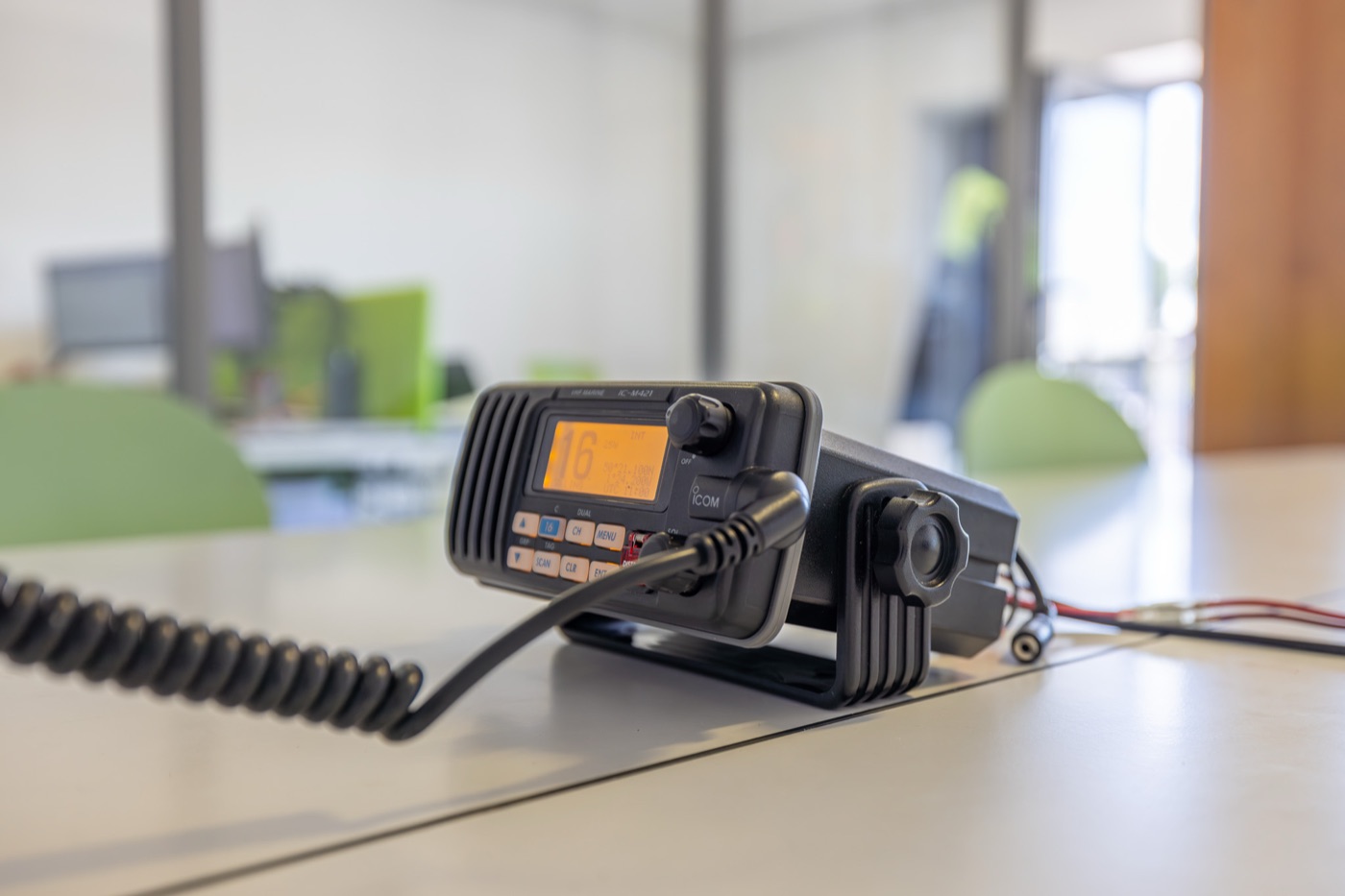 ICOM IC-M421 marine VHF DSC radio used for RYA SRC training